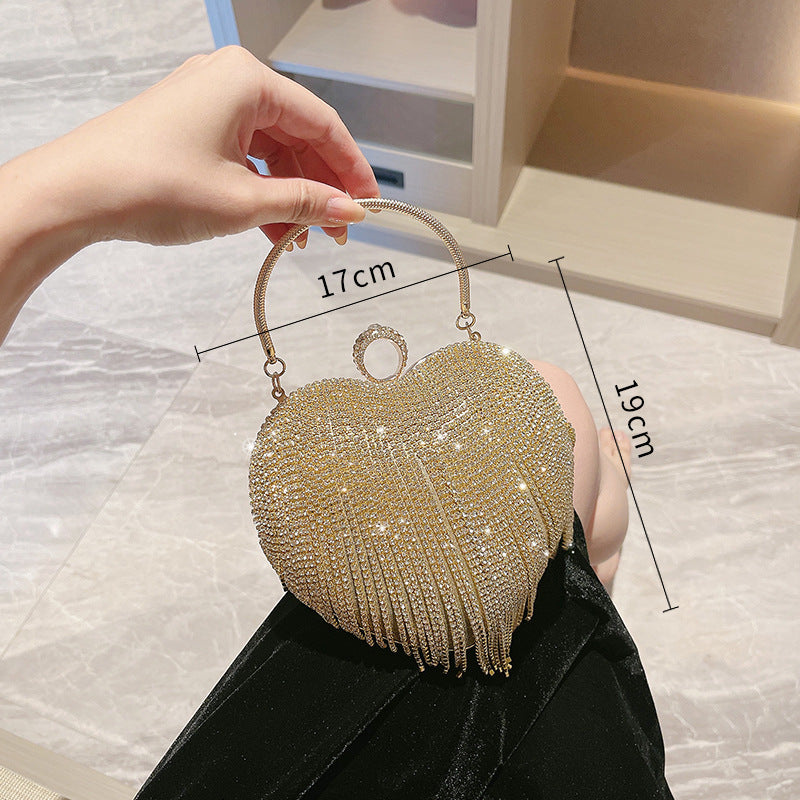 Dinner Love Heart Tassel Banquet Clutch Evening Bags