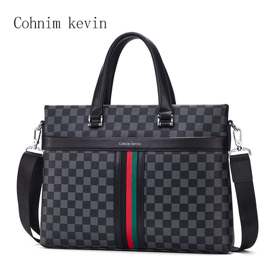 Men's Plaid Business Classic Hand Carrying Inch Men's Handbags