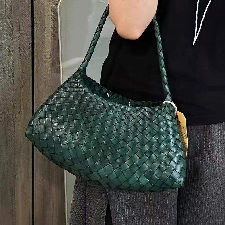 Women's Genuine Leather Hand-woven Underarm High-grade Versatile Shoulder Bags