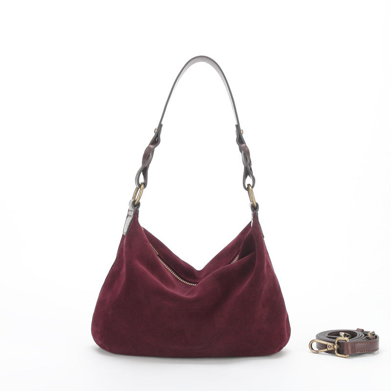 Women's Niche Underarm Leather Baguette Layer Cowhide Shoulder Bags