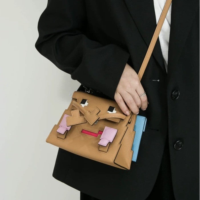 Women's Leather Mosaic Doll Little Monster Cute Bags