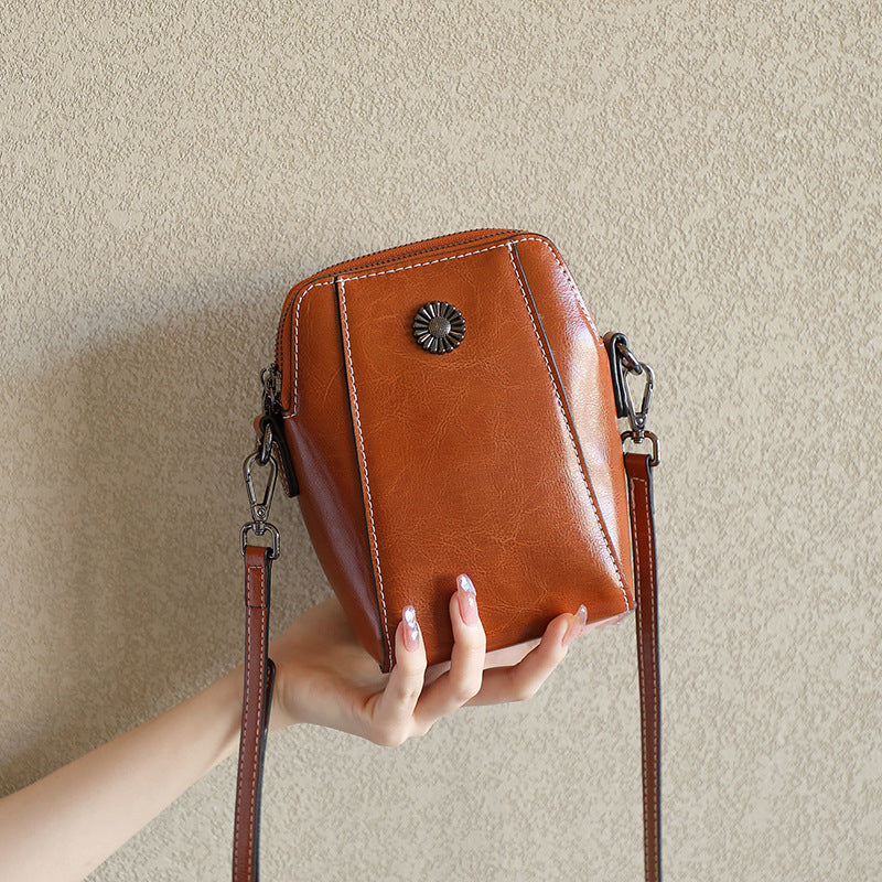 Women's New Mobile Mini Genuine Leather Shoulder Bags