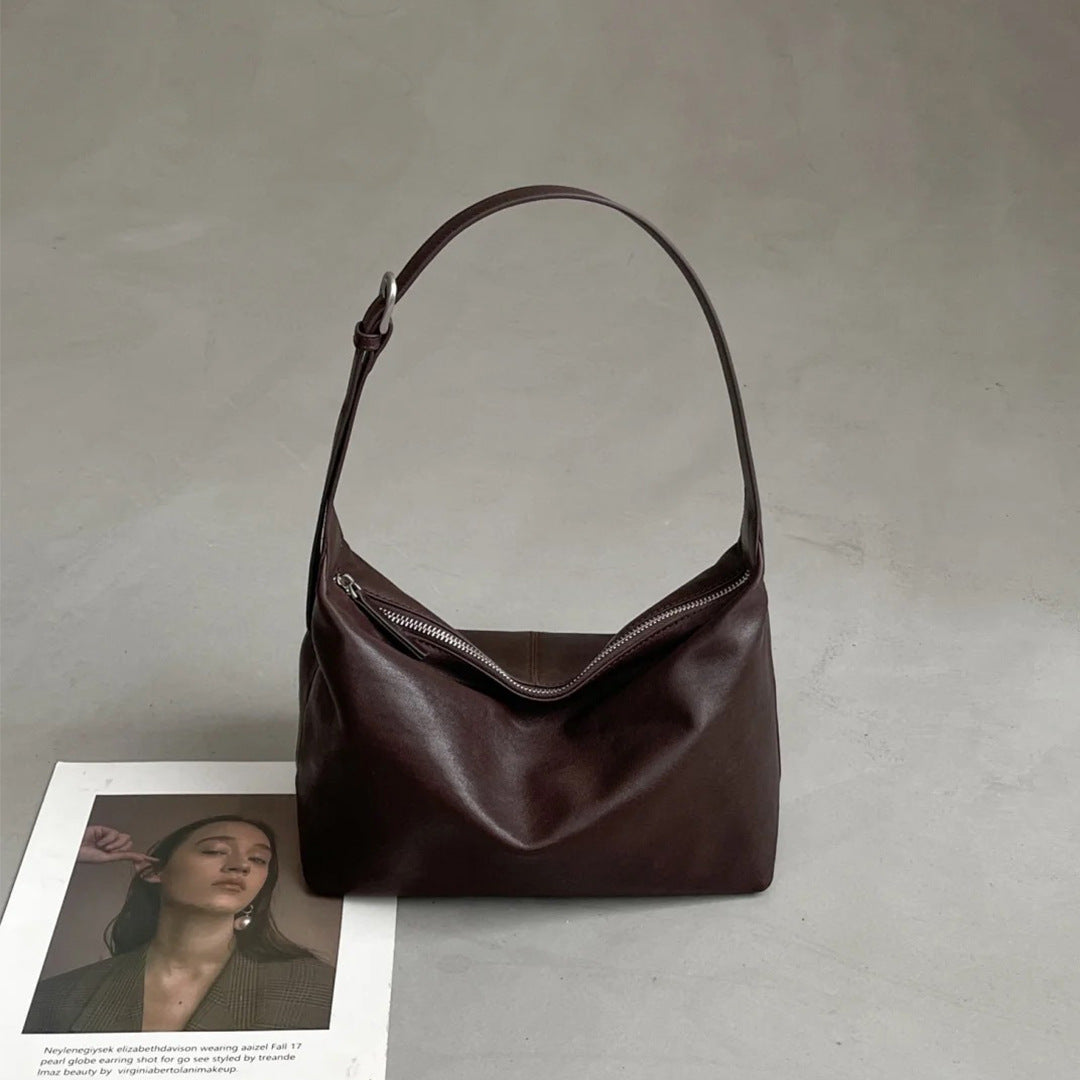 Women's Vegetable Tanned Leather Cattle Genuine Underarm For Large Shoulder Bags