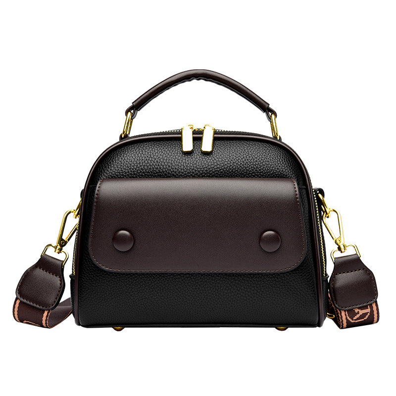 Women's Contrast Color Wide Strap Simple Crossbody Bags