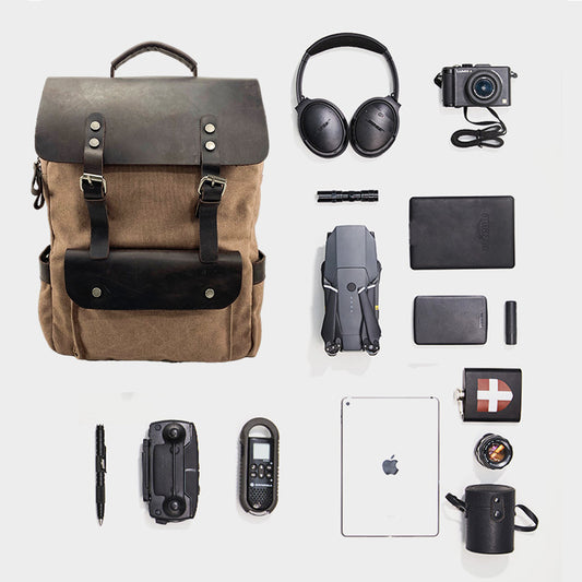 Pepper Salt Canvas Retro Textured Computer Backpacks