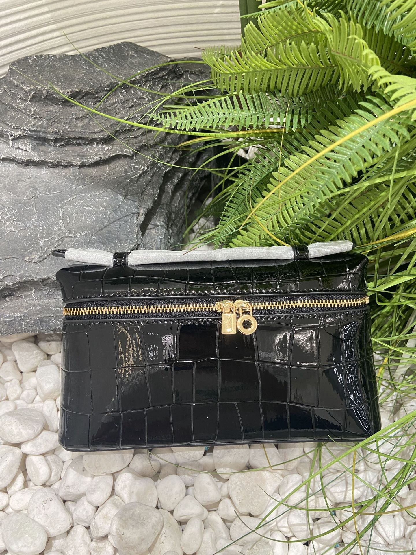 Crocodile Pattern Box Genuine Leather Lunch Shoulder Bags