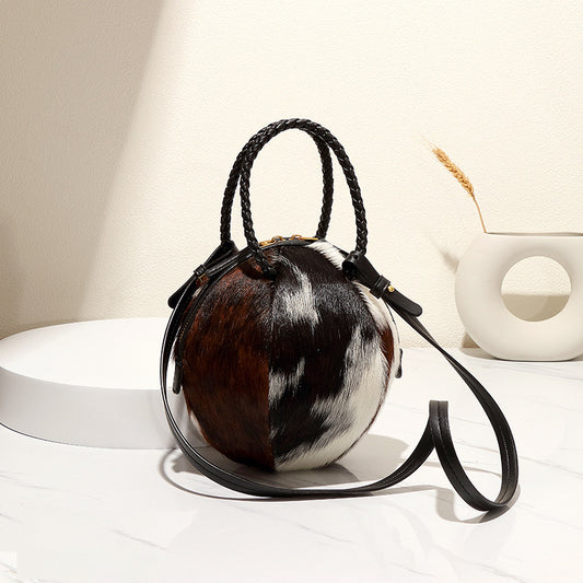 Fashion Trendy Fur Integrated Design Contrast Handbags
