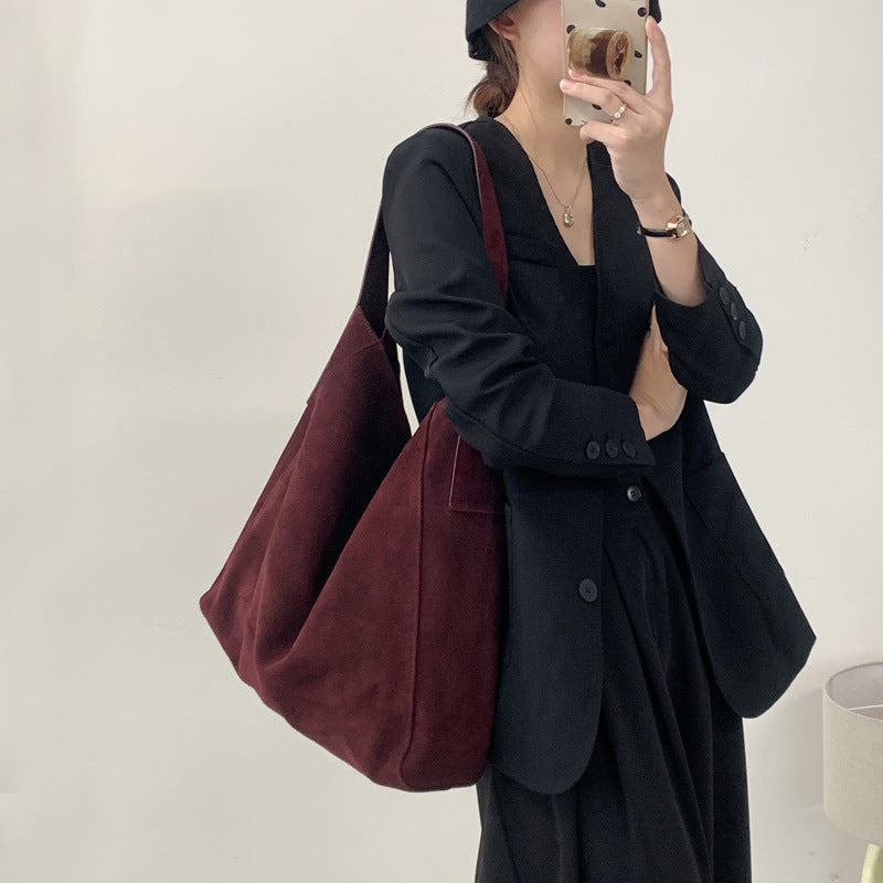 Frosted Leather Underarm Idle Style Large Shoulder Bags