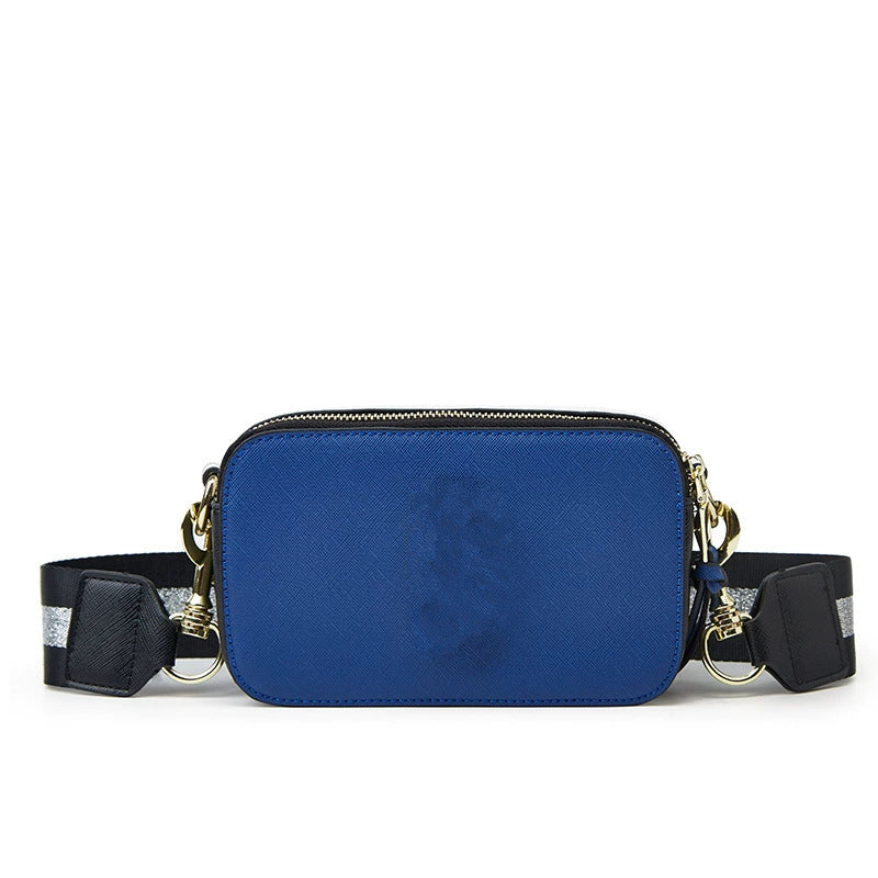 Women's J Cross Pattern Contrast Color Wide Strap Shoulder Bags