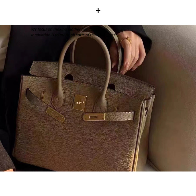 Women's Litchi Grain Cowhide First Layer Kelly Handbags