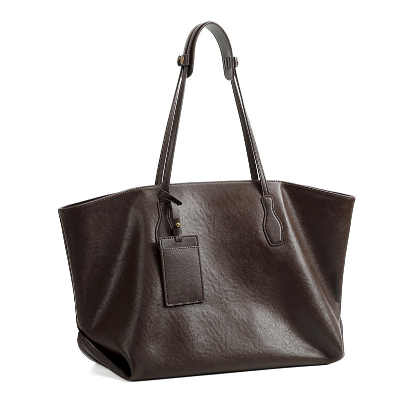 Women's Tanned Leather Niche Large Capacity Totes Tote Bags
