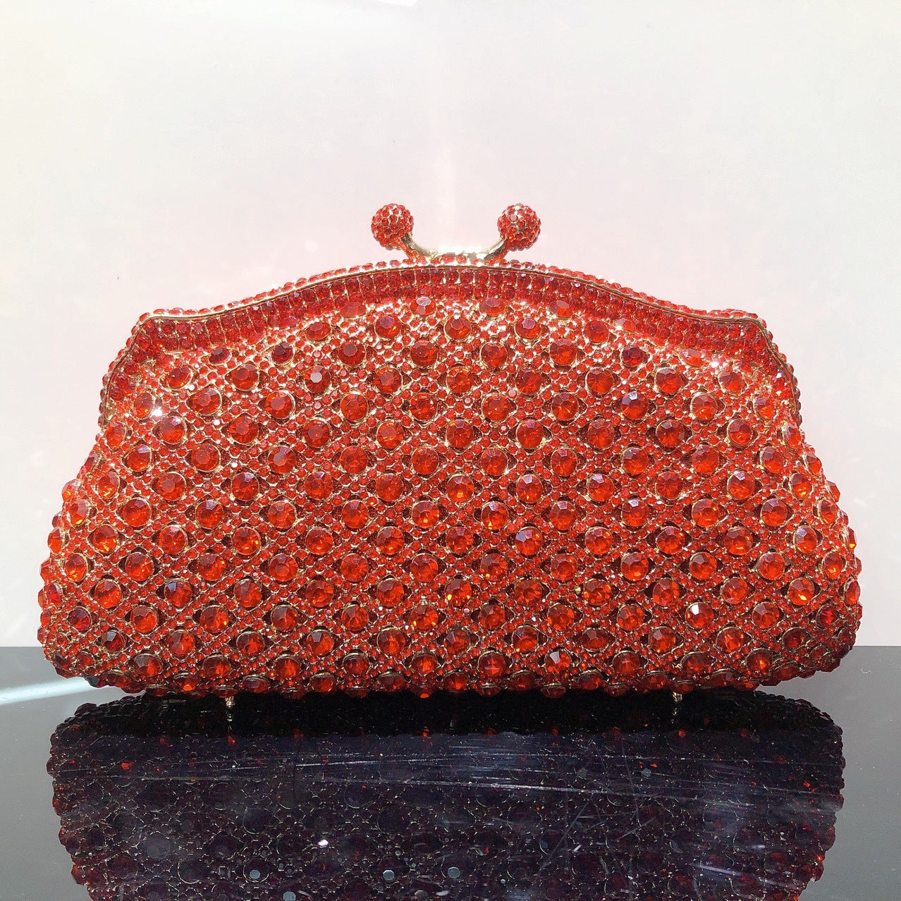 Women's Hollow Metal Diamond Plaid Banquet Crystal Evening Bags