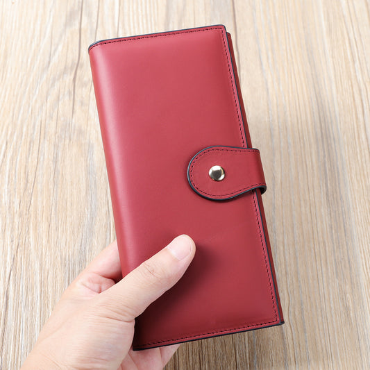 Women's Long Genuine Leather Multiple Slots Antimagnetic Fashion Ladies Wallets