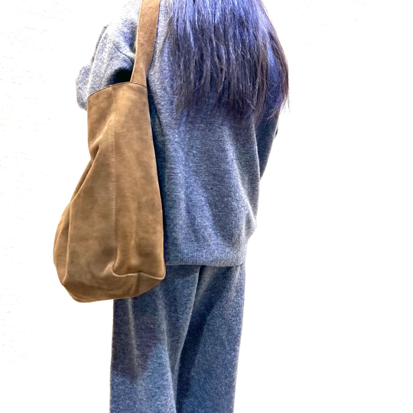 Women's Genuine Leather Lazy Suede Cowhide Large Shoulder Bags