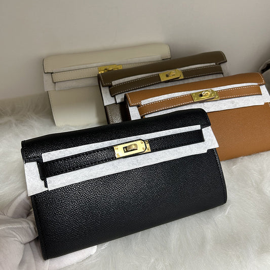 Women's Palm Print Kelly Cow Leather Clutch Shoulder Bags