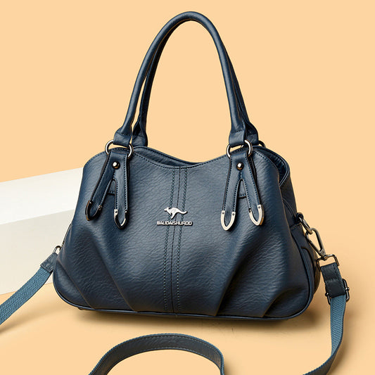 New Women's Luxury Soft Leather Solid Handbags
