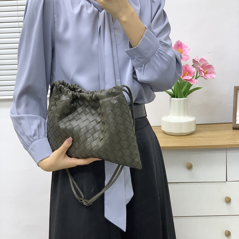 Women's Leather Woven Dumpling Garbage Genuine Underarm Crossbody Bags