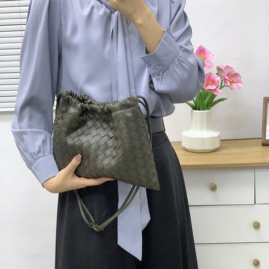 Women's Leather Woven Dumpling Garbage Genuine Underarm Crossbody Bags