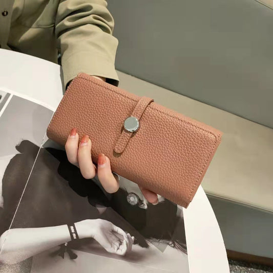 Women's First Layer Cowhide Long Folding Large Capacity Genuine Ladies Wallets