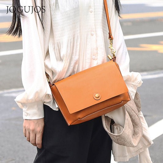 Women's Retro Fashion Flip Top Layer Leather Shoulder Bags