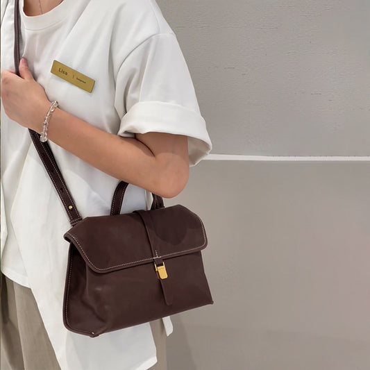 Women's Genuine Leather Vegetable Tanned Large Capacity Shoulder Bags