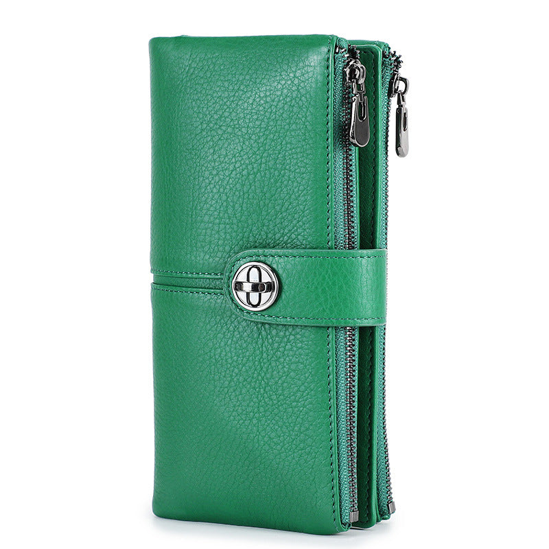 Women's Black Angel Swiping With Long Cowhide Ladies Wallets