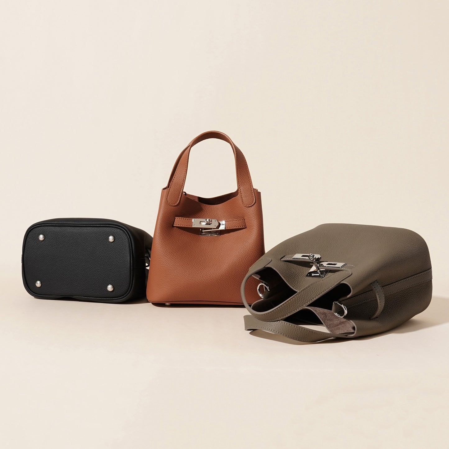 Women's Leather Lychee Pattern Vegetable Basket Crossbody Bags