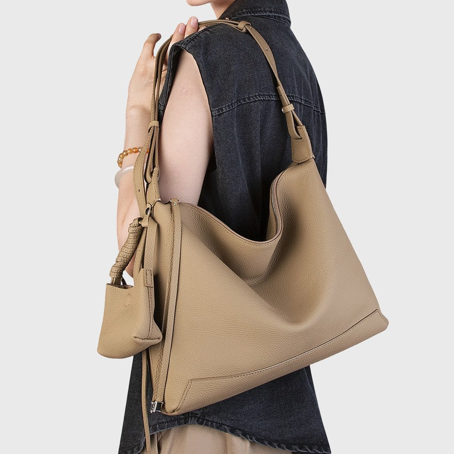 First Layer Cowhide Simple Leisure Commute Underarm Crossbody Bags