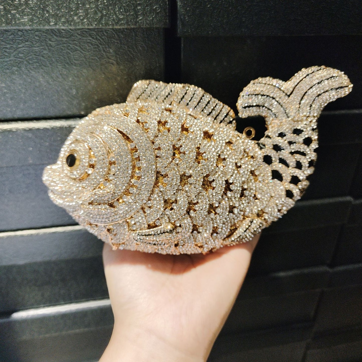 Women's Goldfish Rhinestone Hollow Metal Crystal Dinner Evening Bags