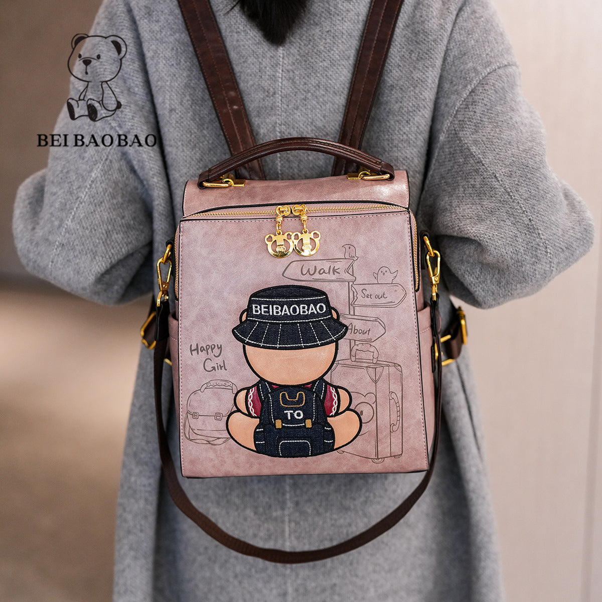 Source Retro Cartoon Popular College Style Backpacks