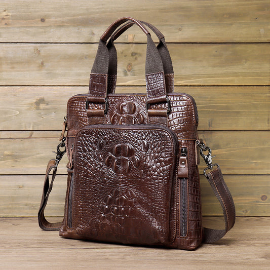 Men's Oil Wax Leather Vertical First Layer Bags