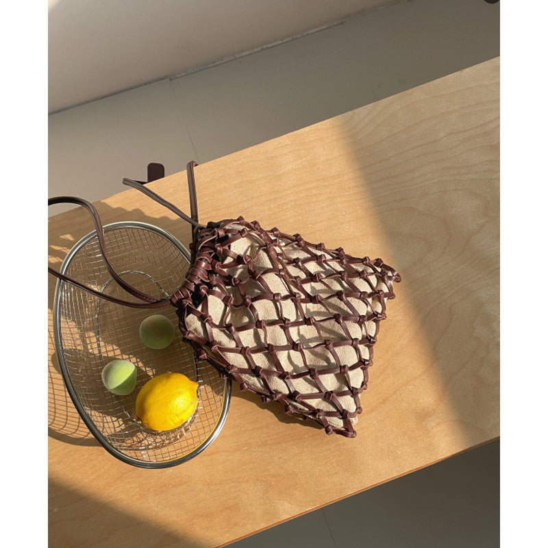 Women's Hand-woven Net Mobile Mini Drawstring Lucky Bags