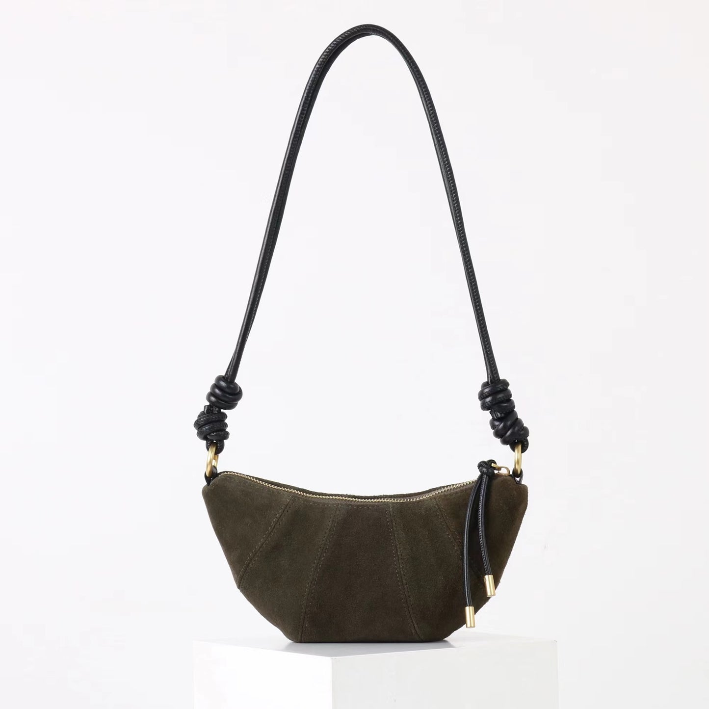 Women's Trendy Retro Frosted Leather Croissant Design Handbags