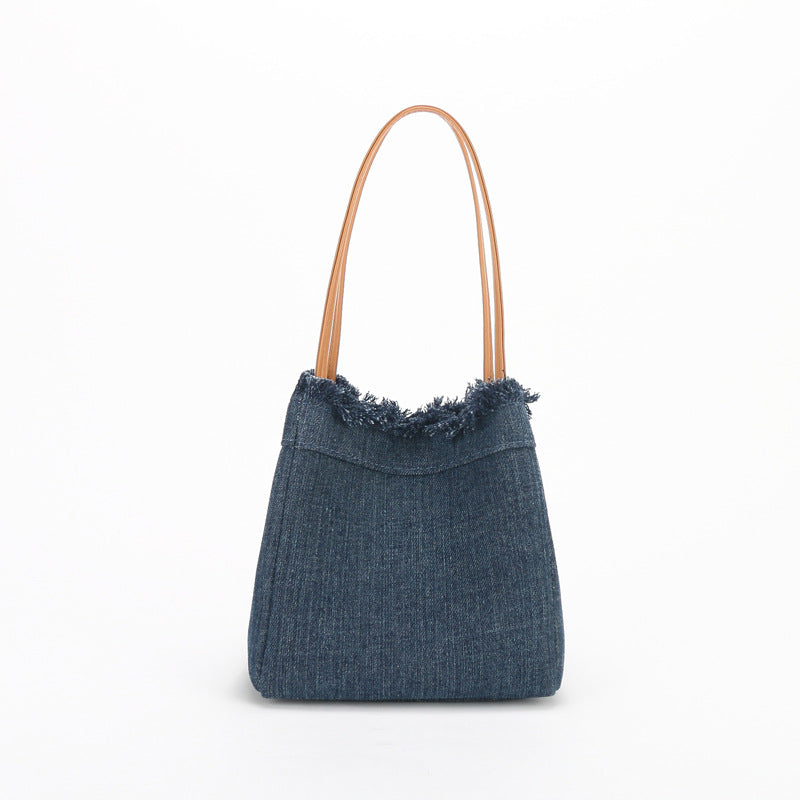 Women's Simple Denim Canvas Portable Fashionable Vegetable Shoulder Bags