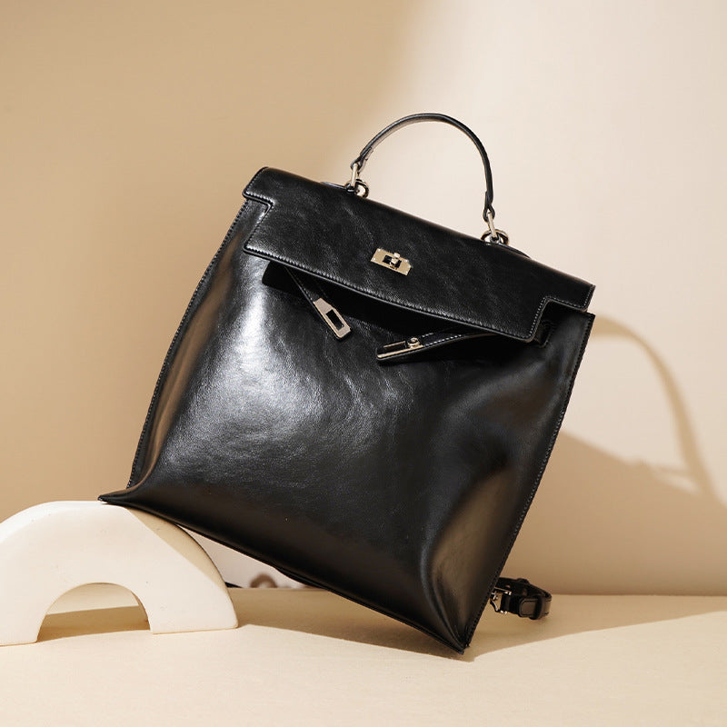 Women's Style Commuter Genuine Leather Large Capacity Fashion Backpacks