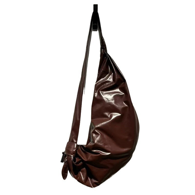 Design Oil Wax Cowhide Dumpling Commute Unisex Crossbody Bags