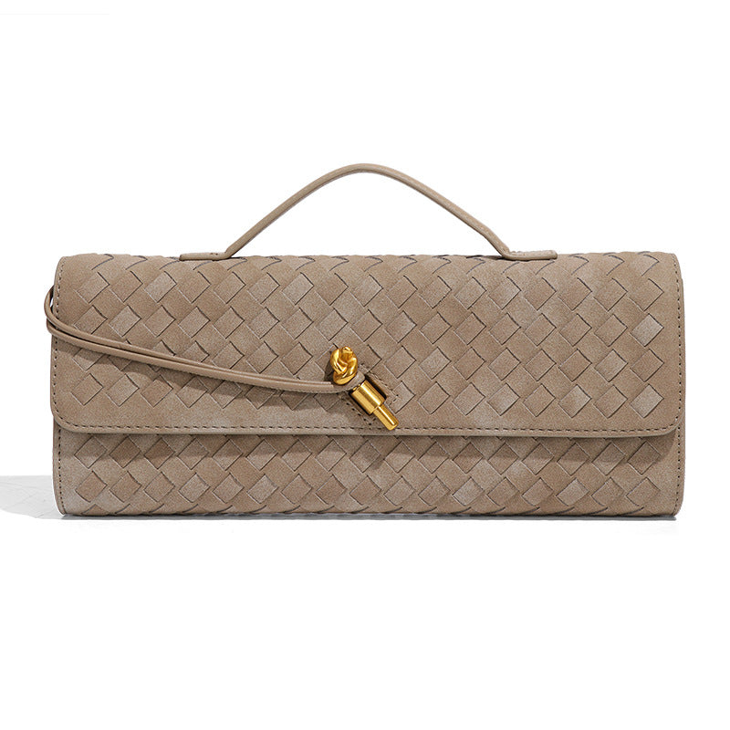 High-grade Hand-woven Dinner File Frosted Horizontal Crossbody Bags