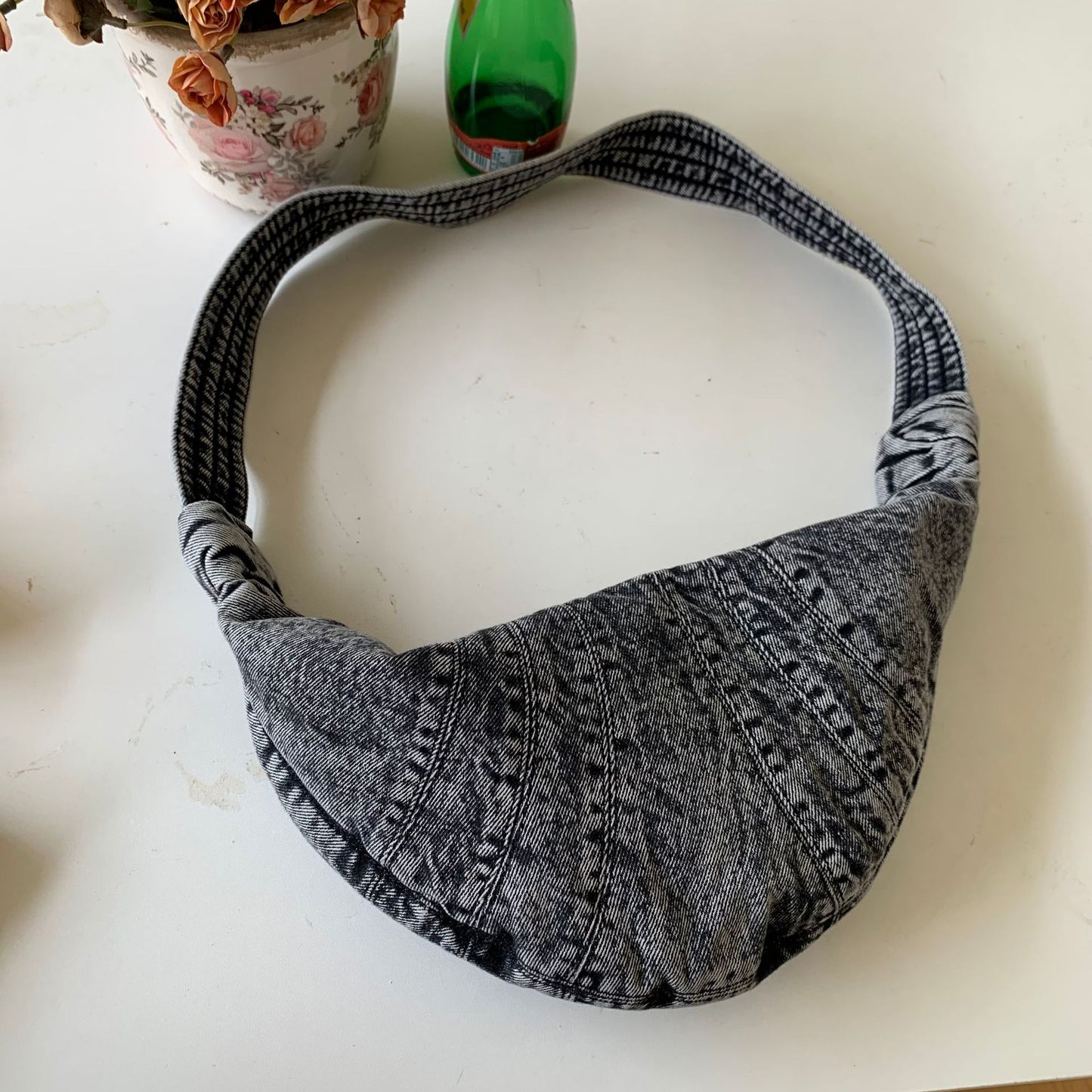 Canvas Wash Vintage Distressed Croissant Niche Bags