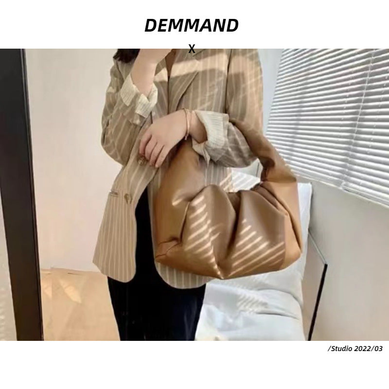 Women's Croissant Cloud Dumpling Portable Genuine Leather Shoulder Bags
