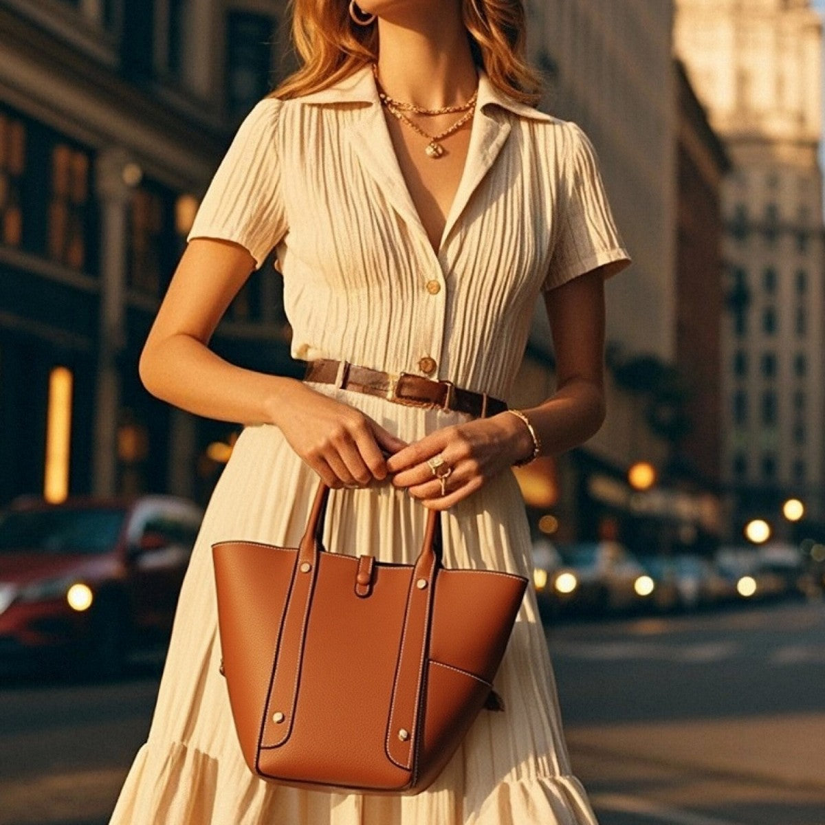 Women's Layer Cowhide High-grade Vegetable Basket Portable Genuine Handbags