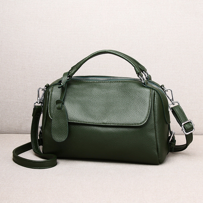 Women's Genuine Leather Portable Litchi Pattern First Handbags