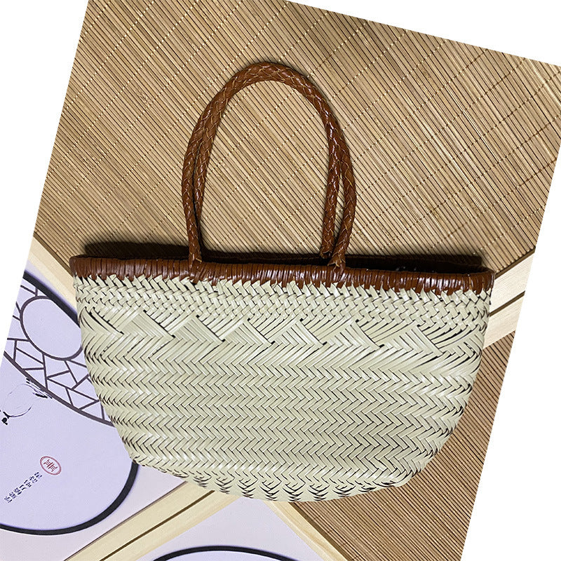 Women's French Woven Vegetable Basket Genuine Handbags