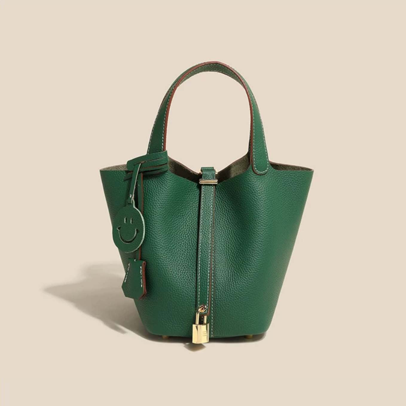 Women's Layer Cowhide Vegetable Basket Versatile Genuine Handbags