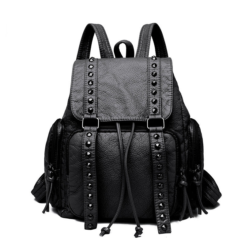 Women's Rivet Fashion Washed Leather Trendy Bags