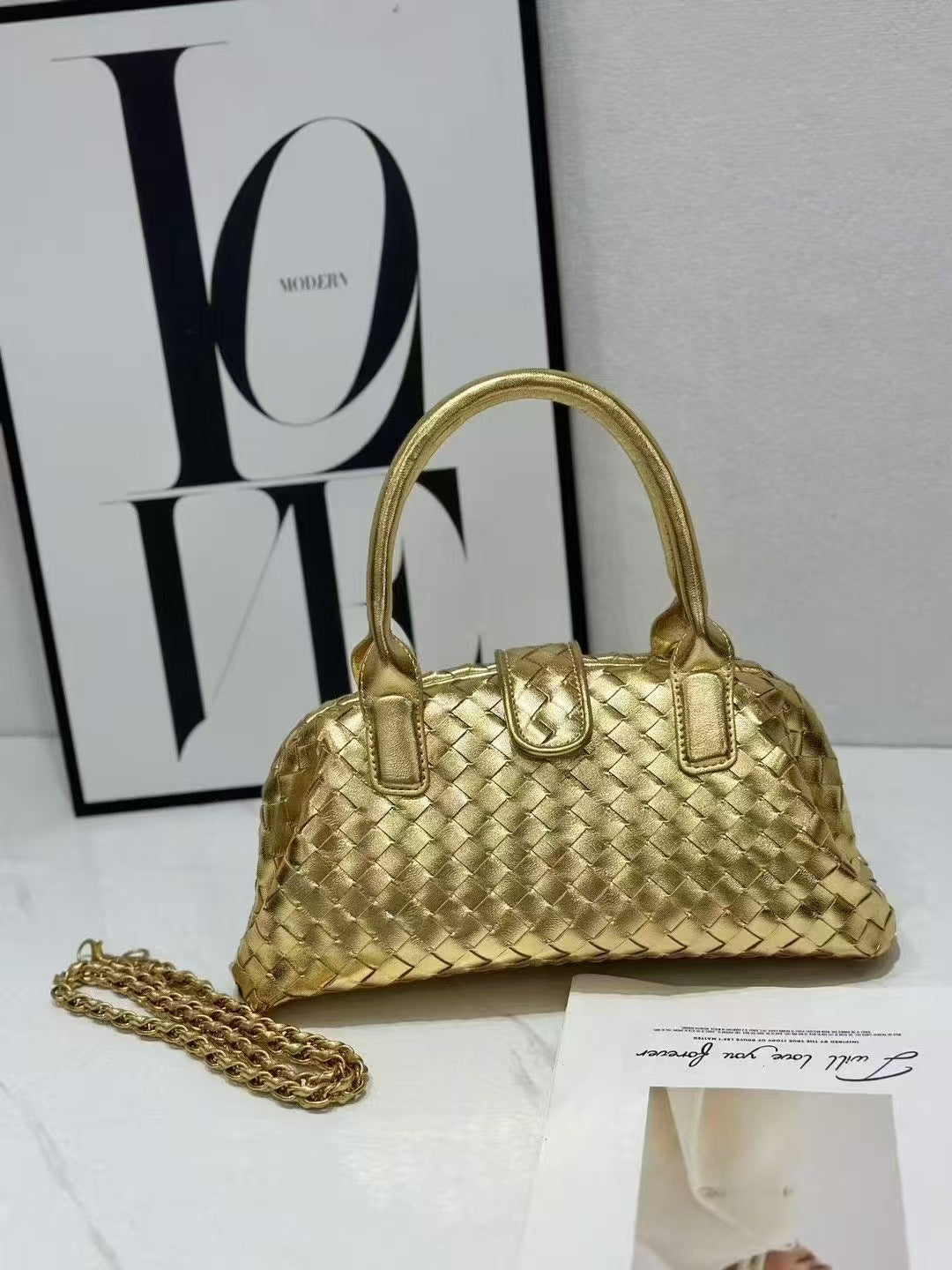 Women's Classic Retro Style Woven Bowling Simple Bags