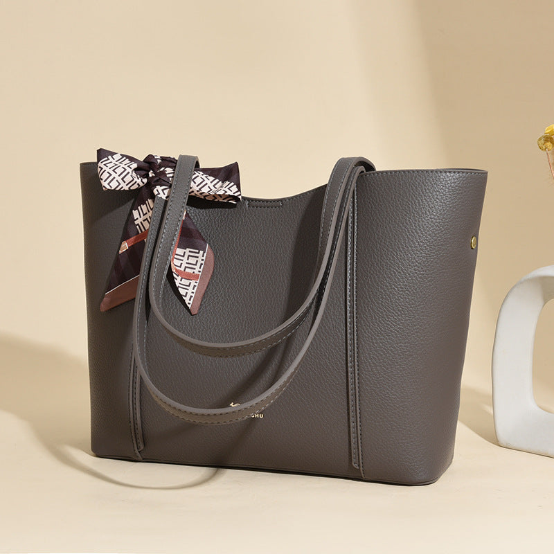 Women's Silk Scarf Retro Solid Color Large Capacity Handbags