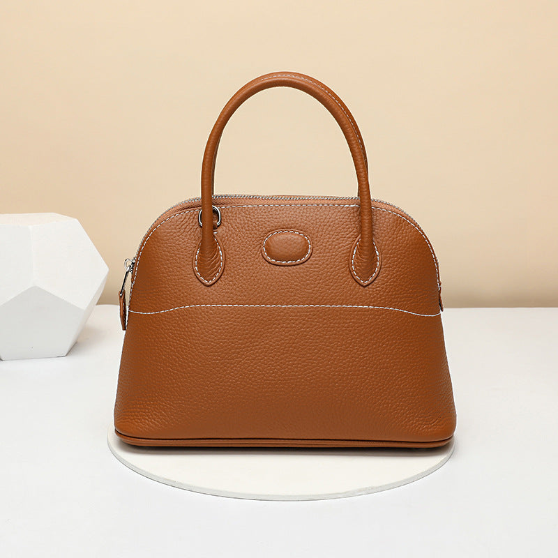 Women's Litchi Pattern First Layer Cowhide Portable Bags