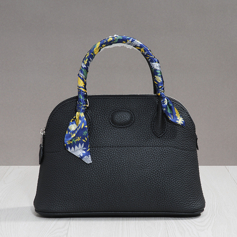 Women's Lychee Pattern First Layer Cowhide Portable Crossbody Bags