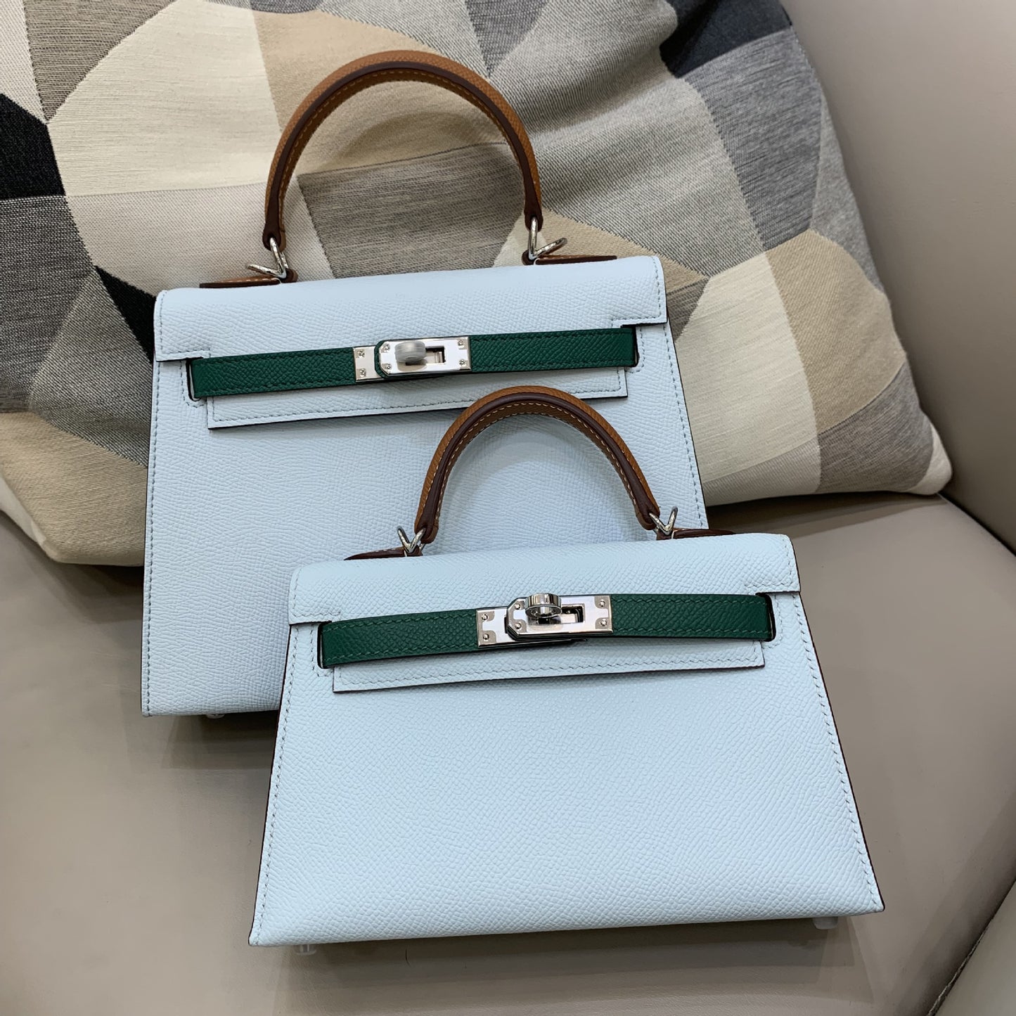Women's Genuine Leather Color Matching Palm Print Crossbody Bags