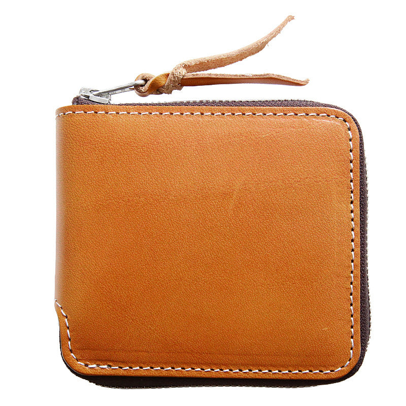 Men's Vintage Zipper Multifunctional First Layer Short Men's Wallets